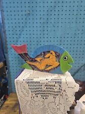 Vintage Hand Carved Hand Painted Mexican Folk Art Wood Fish Made In Mexico  picture
