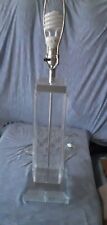 MIDCENTURY MODERN LUCITE TABLE LAMP BRUSHED ALUMINUM TRIM BEVELED 2in THICK BASE picture