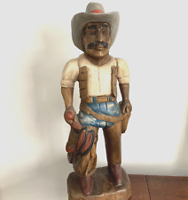 Vintage Western Carved and hand painted Wooden Cowboy Figure Statue 19in picture