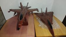 2 Solid Mahogany Wood Model Airplanes Hand crafted picture