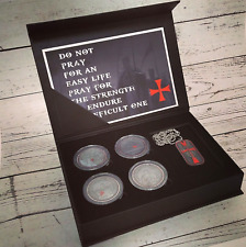 Knights Templar Cross Challenge Coin Lot Crusader Life Creed Token 5 Pcs Set picture