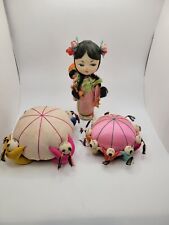 Vintage 1940s China Doll And Pin Cushions Decorative picture