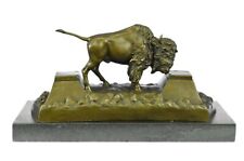Genuine Bronze Sculpture Large American Buffalo Bison By Russell Hot Cast Deal picture