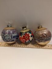 VTG Lot Of 3 Hallmark Christmas Ornaments Grandparents Currier & Ives Sugar Time picture