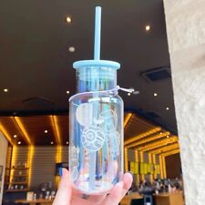 2021 Starbucks cup space-time cold-changing glass straw cup water cup 473ml New picture