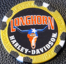 LONGHORN HD ~ TEXAS (Metallic Yellow Wide Print) Harley Davidson Poker Chip picture