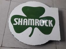PORCELAIN SHAMROCK ENAMEL SIGN 18X18  INCHES DOUBLE SIDED WITH FLANGE picture