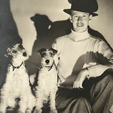 Vintage B&W Press Photograph Jazz Musician Ray Noble Wire Fox Terrier Dogs picture
