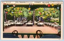 1939 CONEY ISLAND FELTMANS RESTAURANT ON BOARDWALK DINNERS $1.10 AND UP POSTCARD picture