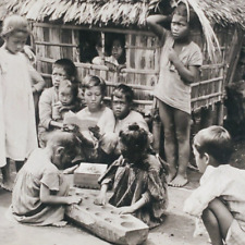 Filipino Children At Play Stereoview 1920s Luzon Philippines Keystone Card C865 picture