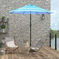 Outdoor 9ft Patio Umbrella with Crank and Tilt - Aqua and White Stripe picture