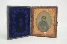 Beautiful Antique 1/9th Plate Red Glass Ambrotype Adorable Little Boy w/ Case  picture