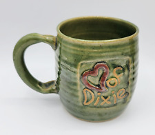 Art Pottery Coffee Mug Heart of Dixie Alabama Chad Nelson Studio Green Glaze picture