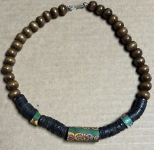 vintage african millefiori Necklace Venetian Handmade Beads Hardwood Beads  picture