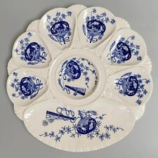 Antique 19th Century English Minton Bombay Flow Blue Oyster Plate picture