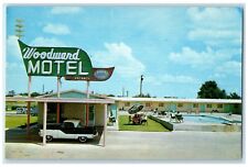 c1960's Woodward Motel Swimming Pool Car Woodward Oklahoma OK Vintage Postcard picture