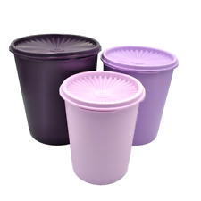 Tupperware 3 Heritage Nesting Canister With Seals Lids 6 Piece Set Purple Mauve picture