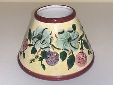 Ceramic Candle Topper FLORAL DESIGN Burgundy w Aquamarine & Pink 6.5