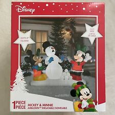 Rare Unused 7.5ft Inflatable Disney Mickey & Minnie Mouse Snowball Christmas picture