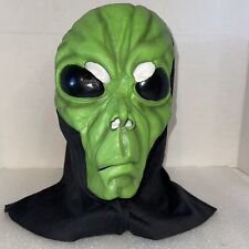 Alien Halloween Mask Rubber  With Hood Green Martian Over Head W/Breath Holes picture