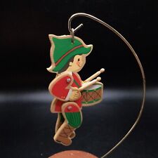 1980s Hallmark Drummer Boy Keepsake Christmas Ornament Jointed Hinged Wooden Boy picture