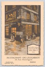 Postcard France Paris Restaurant De L’Escargot Vintage Unposted Attractive Print picture