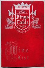 King's Table Wine List Menu, Vintage, Original picture