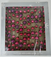 9FT Vintage Glass Christmas Tree BeadGarland Christmas Ornament Pink Purple 2003 picture