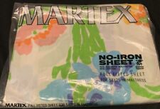 Martex Full Fitted Sheet NOS Vintage Sealed Mod Floral Bold Vibrant picture