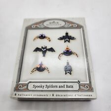 2007 Hallmark Halloween Set of 6 Spooky Spiders and Bats Miniature Ornaments picture