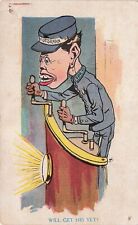 Train Railroad Conductor Machinist Engine Funny Comic Vtg Postcard D60 picture