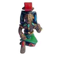 Vintage Rare Aztec Mayan Warrior Inca Clay Art Sculpture Statue Folk Art picture