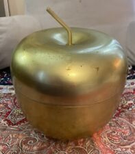 Vintage MCM Anodized Aluminum Gold Apple Ice Bucket w/ Brass Stem Retro So Cool picture
