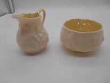 2 Lovely Vintage Pieces of Belleek Pottery Lotus pattern Creamer & Sugar picture
