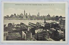 Brooklyn New York Towers Hotel Postcard Elevation Harbor View Hand-Color Skyline picture