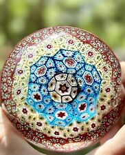 Large Millefiori Paperweight Red, Yellow, Blue Floral Design picture