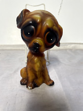 Vintage Enesco Sad Big Eyes Pity Puppy Dog Red Plastic Figurine 7” picture