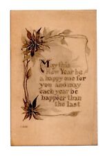 Circa 1910 New Years Poinsettia Holiday Flower Accent Vintage Postcard Un-posted picture