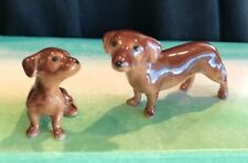HAGEN RENAKER VINTAGE  Ceramic Mama & Pup Dachshund 2 Figures RARE picture