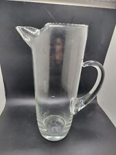 Vintage MCM Cocktail Clear Glass Martini Pitcher Dripless Spout/Ice Catcher picture