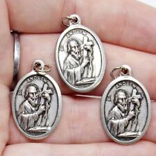 St Saint Andrew Silver Tone Oval Prayer Pendant Medals for Rosary Parts 1 In picture