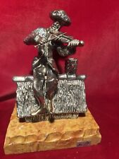 Ben Zion Israel 925 Sterling Sculpture Playing Violin Fiddler on The Roof (L65) picture