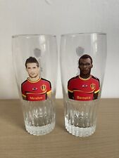 2 Rare Belgian Football Player Jupiler Collectable 25cl Glasses - Belgium Soccer picture