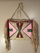 Native Plains Indian Painted Rawhide Parfleche Bag Brain Tanned picture