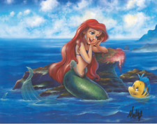 James C. Mulligan SIGNED Walt Disney Art Print The Little Mermaid Ariel Flounder picture