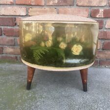 Vintage 1960s Midcentury Pink Inflatable Terrarium Foot Stool Ottoman Roses MCM picture