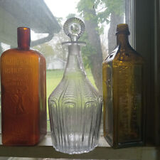 1820s SCARCE PONTILED BLOWN 3 MOLD GIV-5 DECANTER WITH ORIGINAL SUNBURST STOPPER picture