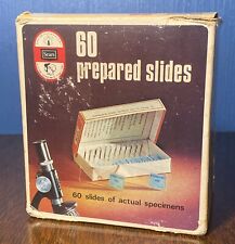 VINTAGE Sears 60 Prepared Microscope Slides - Animal Blood, Insects, Bacteria picture