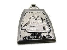 1851 Clipper Ship Necklace Keychain Charm Silver Tone picture