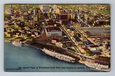 Buffalo NY-New York, Aerial Waterfront Dock Area Antique Vintage c1955 Postcard picture